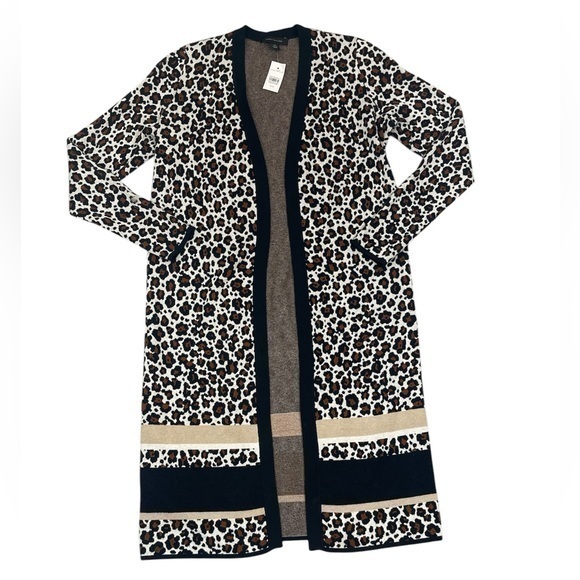 Ann Taylor Sweaters - Ann Taylor NWT Colorblock Animal Print Open Cardigan